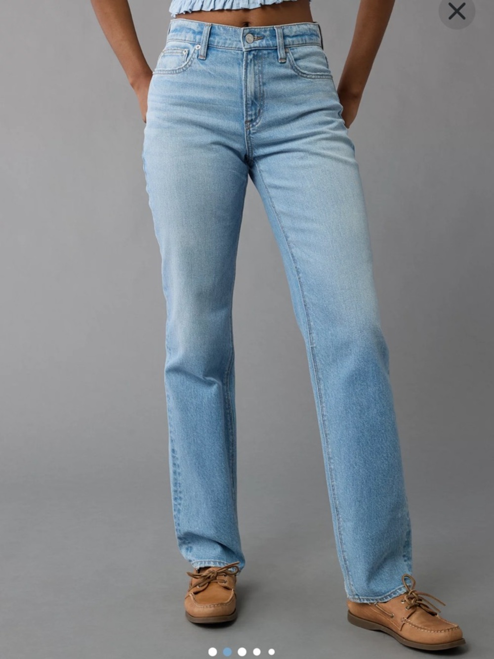 American Eagle Outfitters Women's Light Blue Straight Leg Jeans